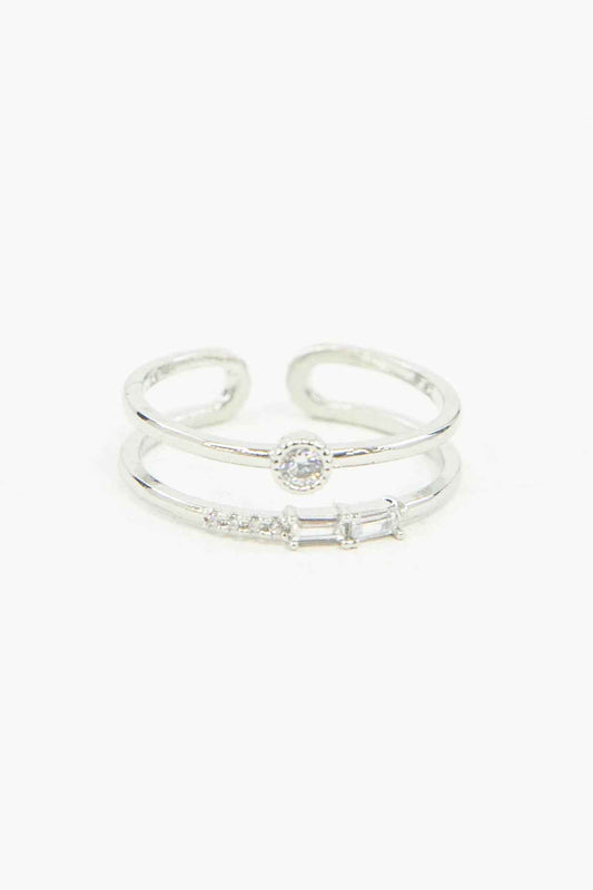 Neo Double Layer Adjustable Ring | Silver