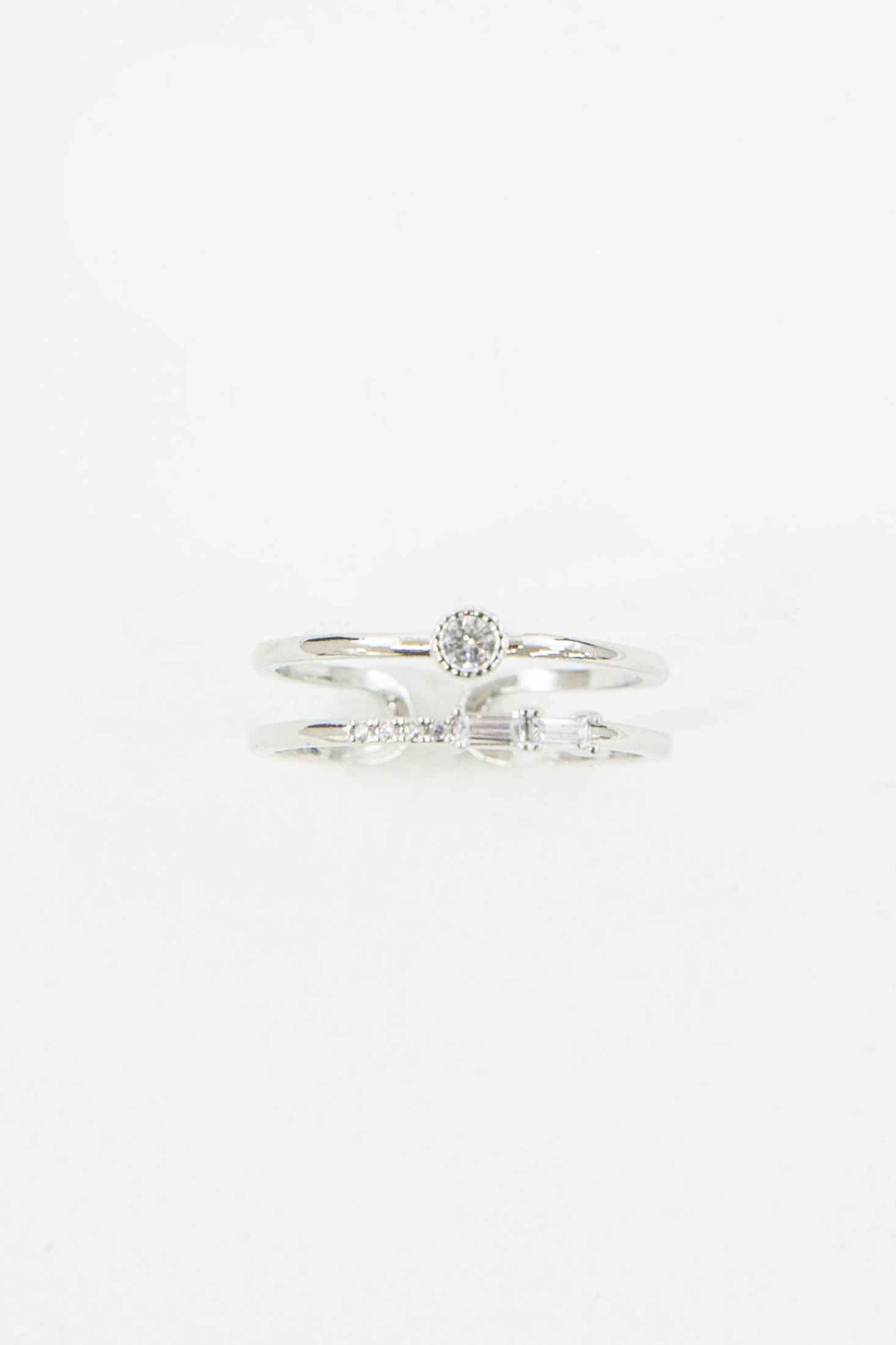 Neo Double Layer Adjustable Ring | Silver
