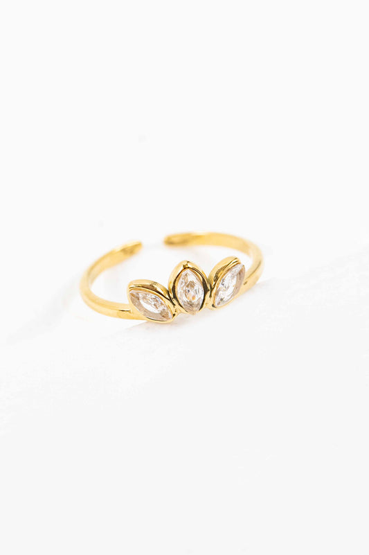 Slanted Marquise Adjustable Ring