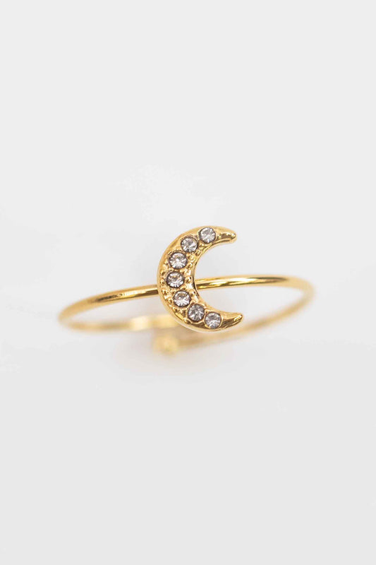 Crescent Moon Adjustable Ring | Gold