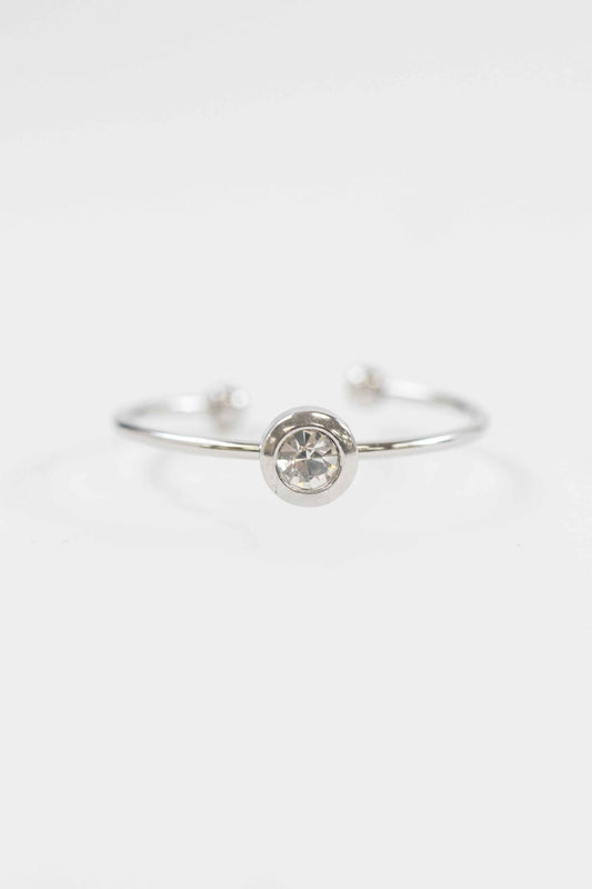 Circle Charm Adjustable Ring | Silver