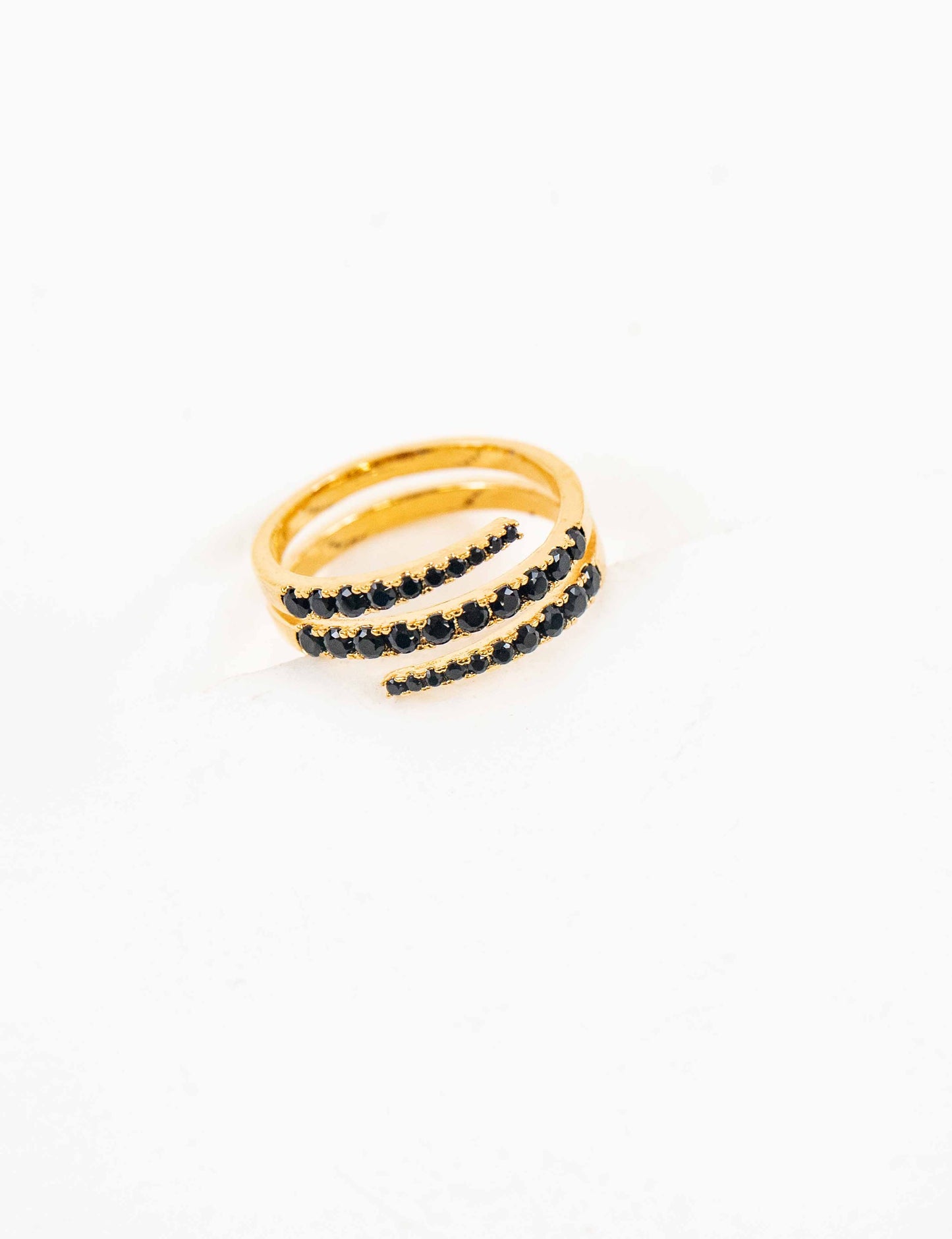 Stone Twist Adjustable Ring | Black