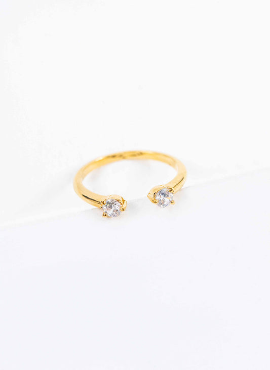 Twin Stone Adjustable Ring | Gold