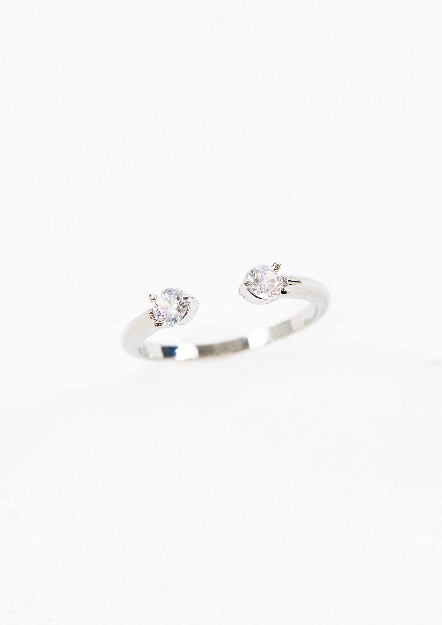 Twin Stone Adjustable Ring | Silver