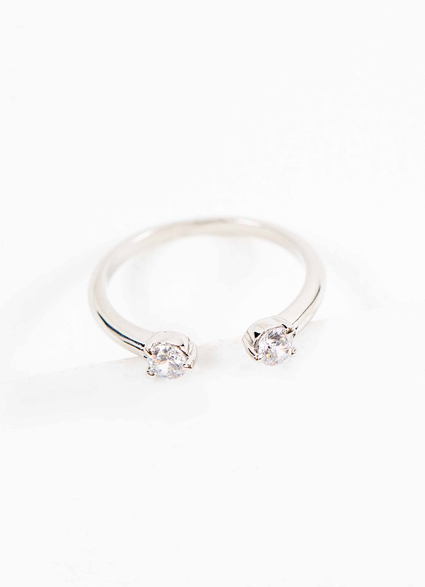 Twin Stone Adjustable Ring | Silver