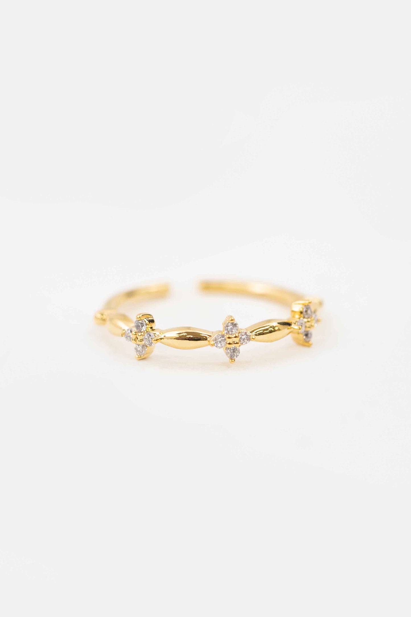 Flower Stone Adjustable Ring | Gold