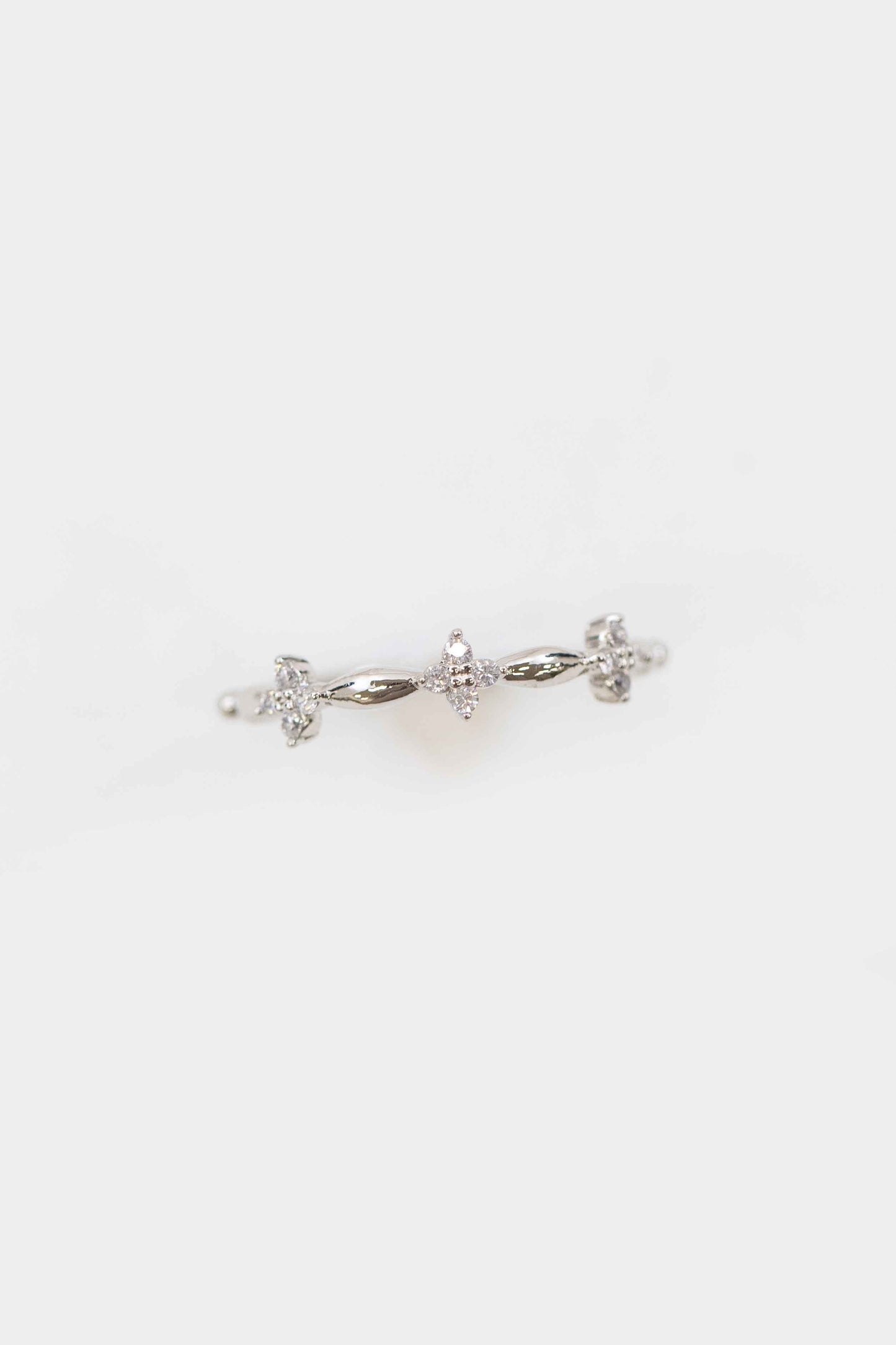 Flower Stone Adjustable Ring | Silver