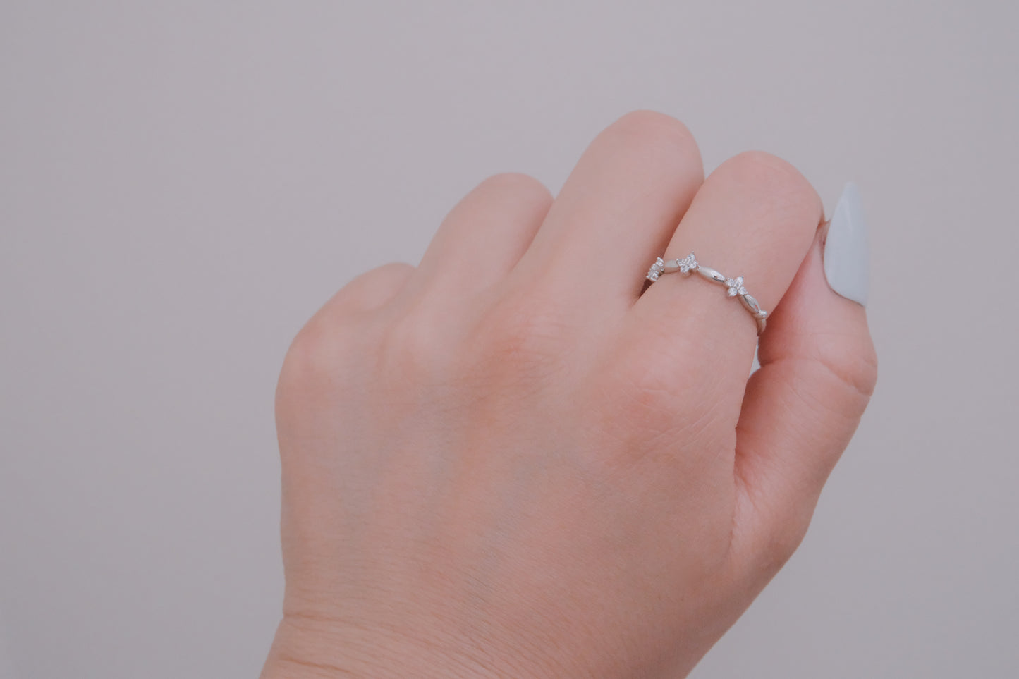 Flower Stone Adjustable Ring | Silver