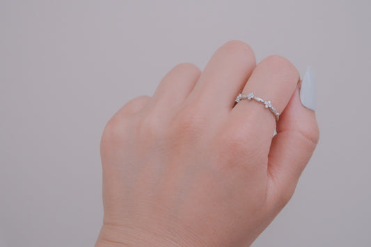 Flower Stone Adjustable Ring | Silver