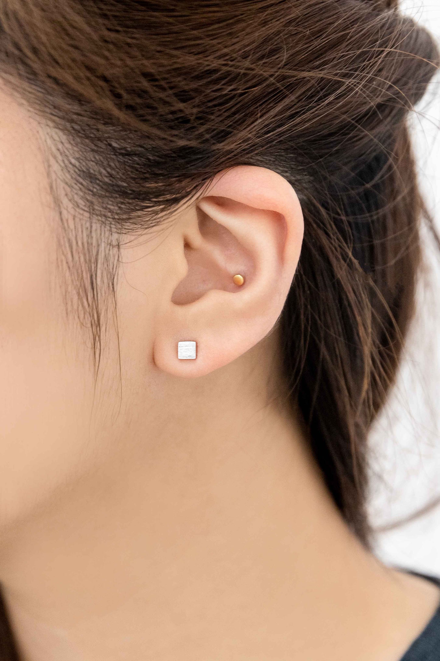 Brushed Square Stud Earring