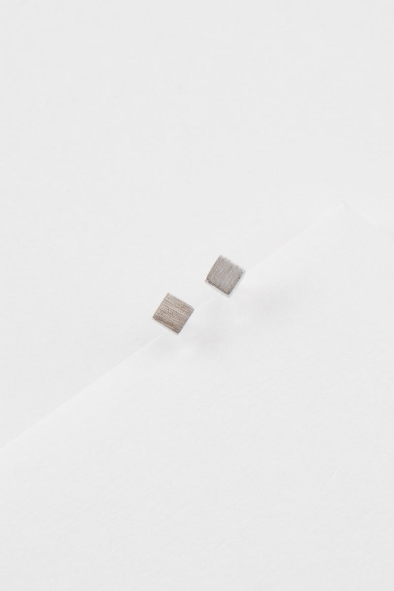 Brushed Square Stud Earring in Sterling silver