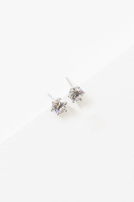 Medium Round Stone Stud Earrings