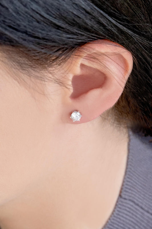 Medium Round Stone Stud Earrings