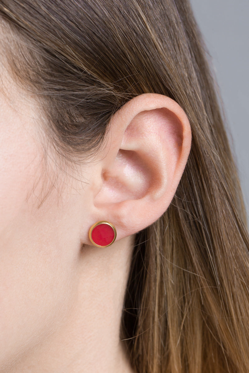 10mm Palette Earrings | Red (14K)