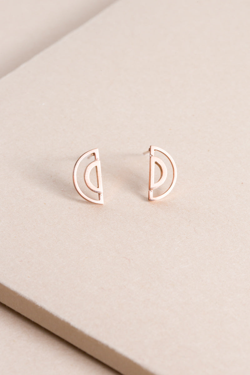 Echo Beam Semi-Circle Earrings | Rose Gold (14K)