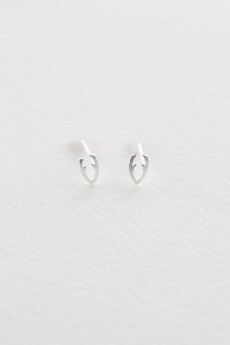 Tiny Antler Earrings | Silver (14K)