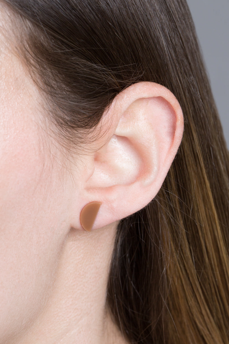 Porsha Semi Circle Stud Earrings | Brown