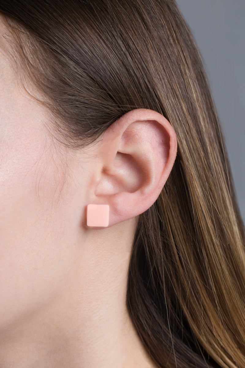 Porsha Square Stud Earrings | Peach