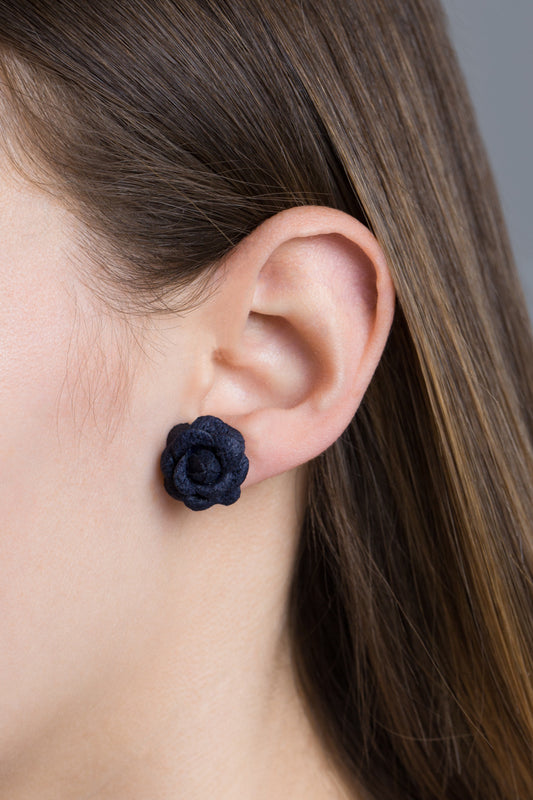 Lilou Flower Earrings | Dark Navy