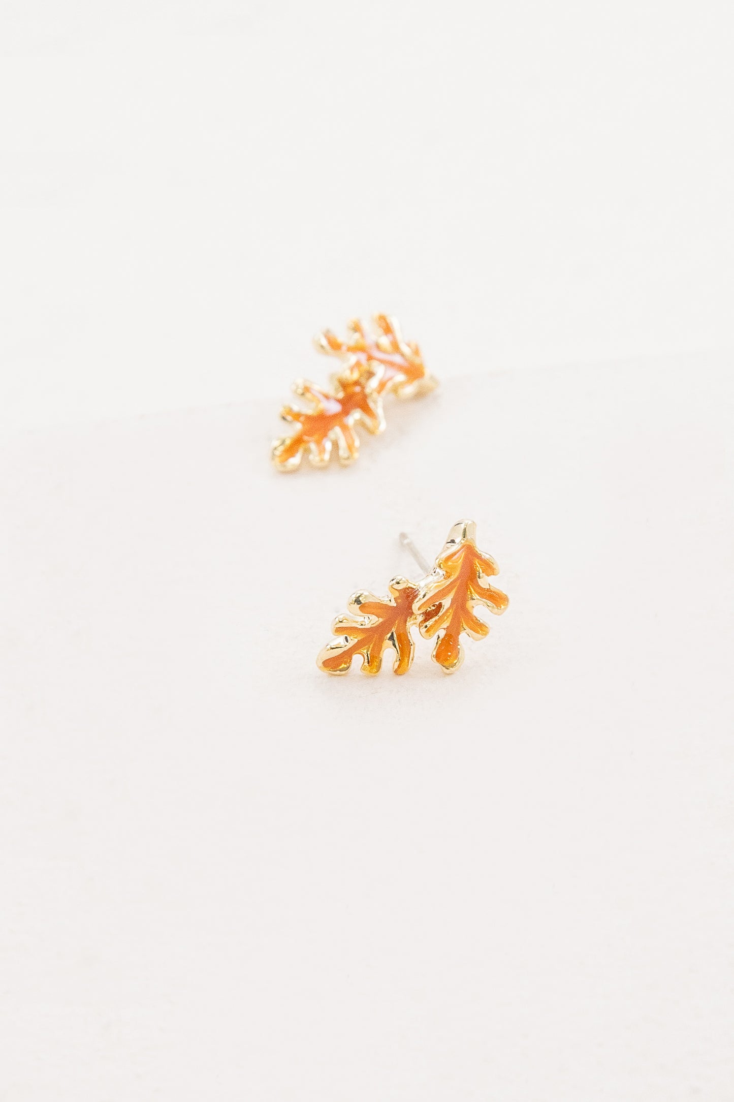 Burnt Orange Leaf Earrings