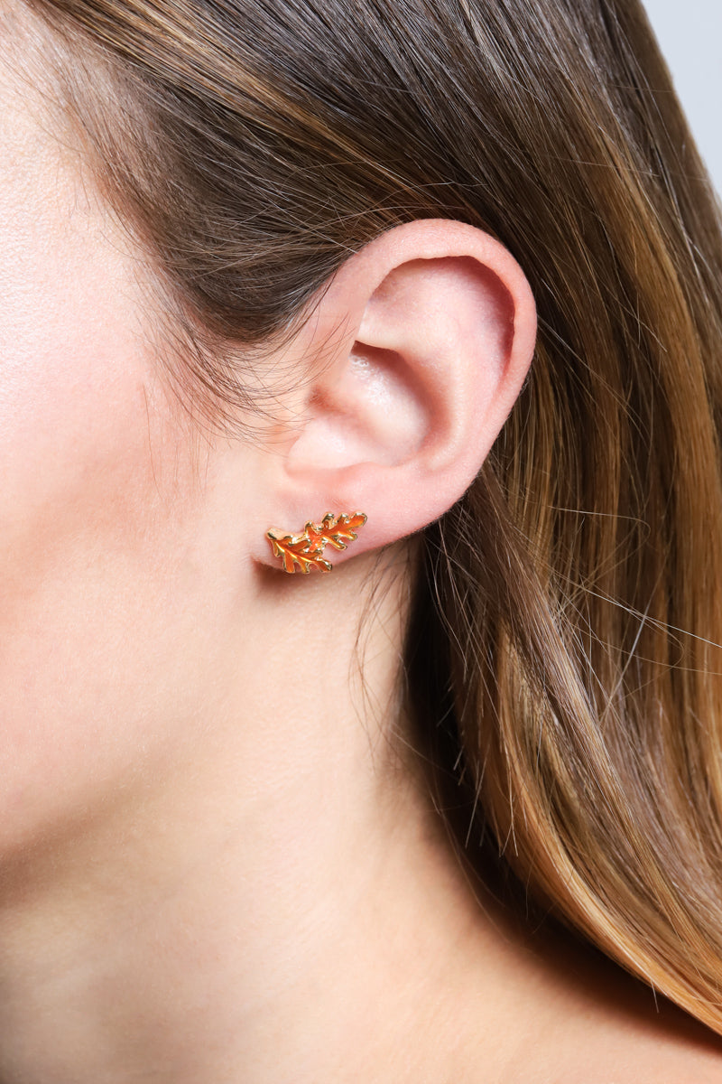 Burnt Orange Leaf Earrings