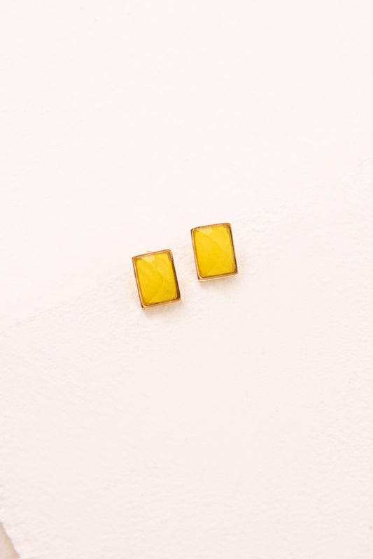 Hugo Rectangle Stone Earrings | Yellow