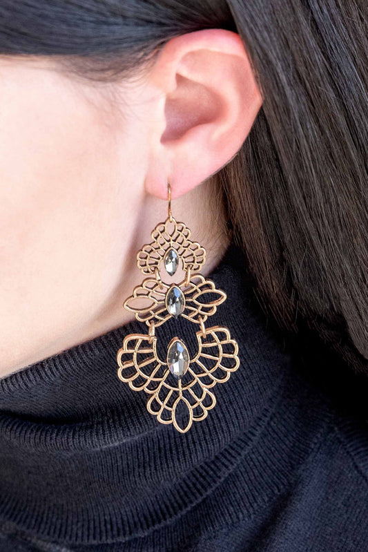 Graphite Filigree Drop Earrings