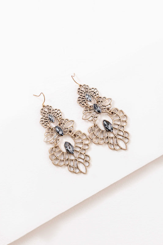 Graphite Filigree Drop Earrings