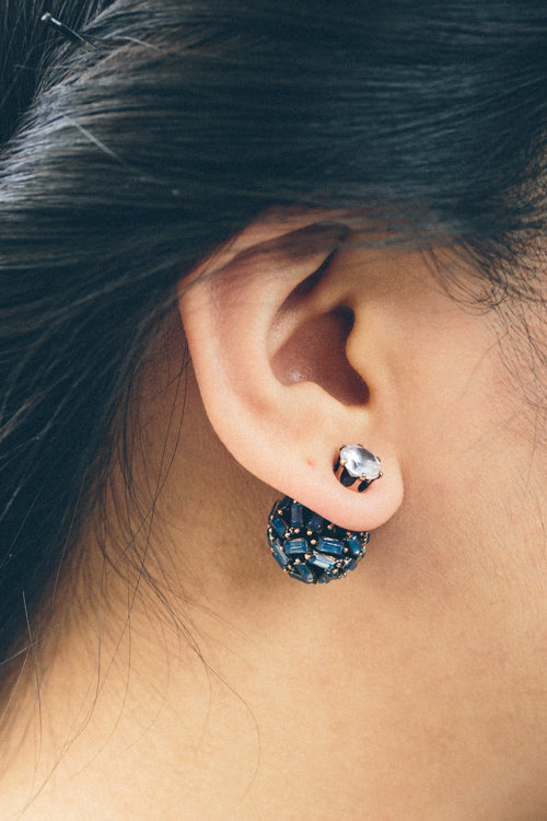 Crystal Double Sided Earrings | Navy