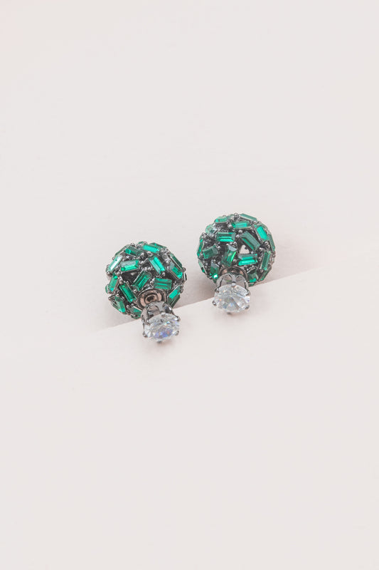 Crystal Double Sided Earrings | Green