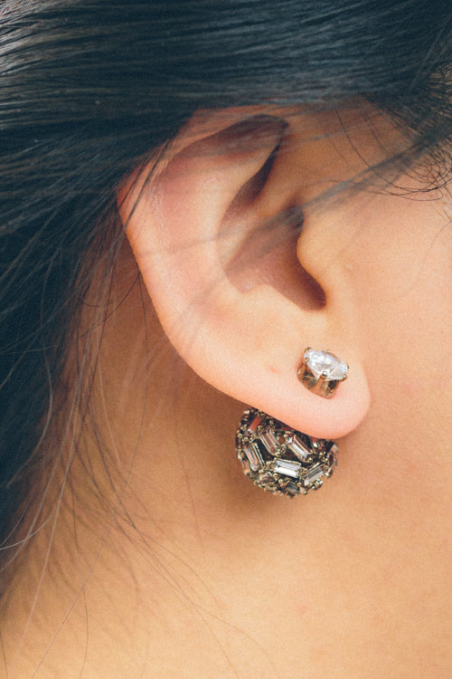 Crystal Double Sided Earrings | Smoke
