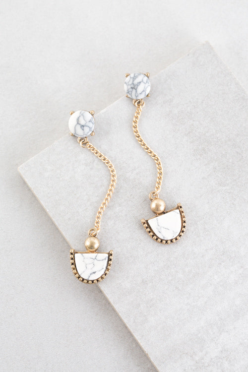 Emery Dangle Earrings | White Marble