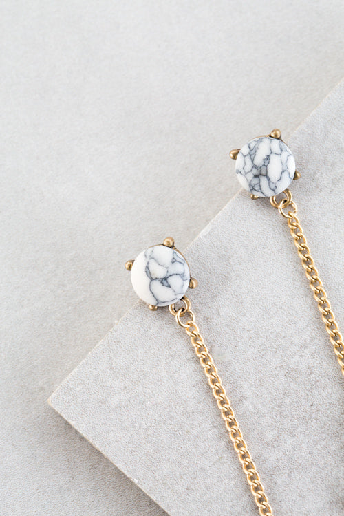 Emery Dangle Earrings | White Marble