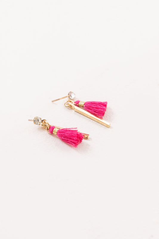 Koa Tassel Earrings | Fuchsia