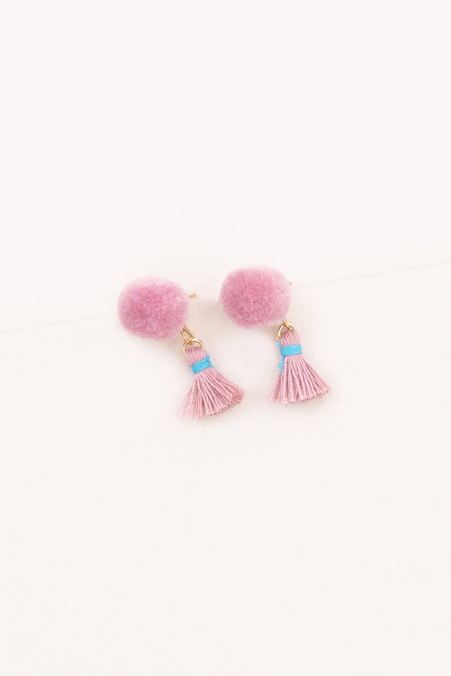 Pom and Tassel Earrings | Pink