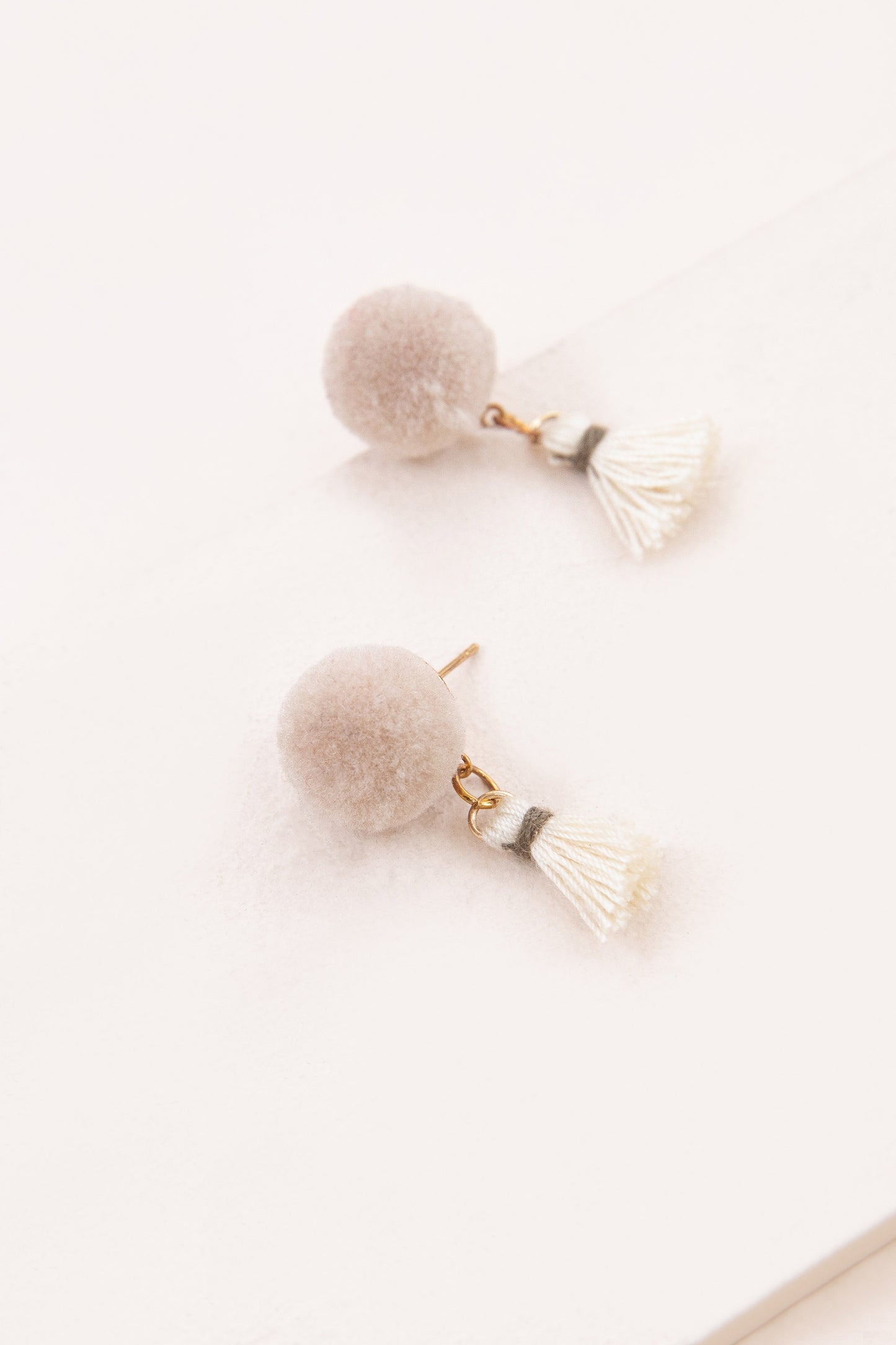 Pom Tassel Earrings | Beige