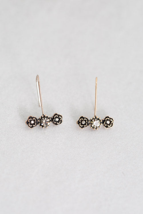 Slate Rose Hook Earrings