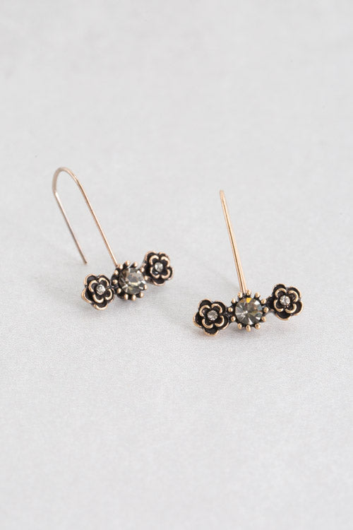 Slate Rose Hook Earrings