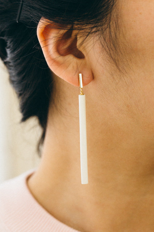Matchstick Wood Earrings | White