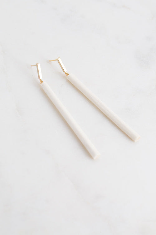 Matchstick Wood Earrings | White