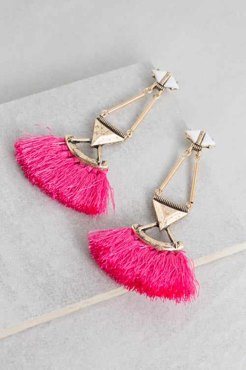 Kora Fringe Earrings | Pink