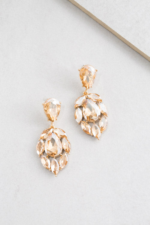 Dew Drop Stone Earrings | Light Amber