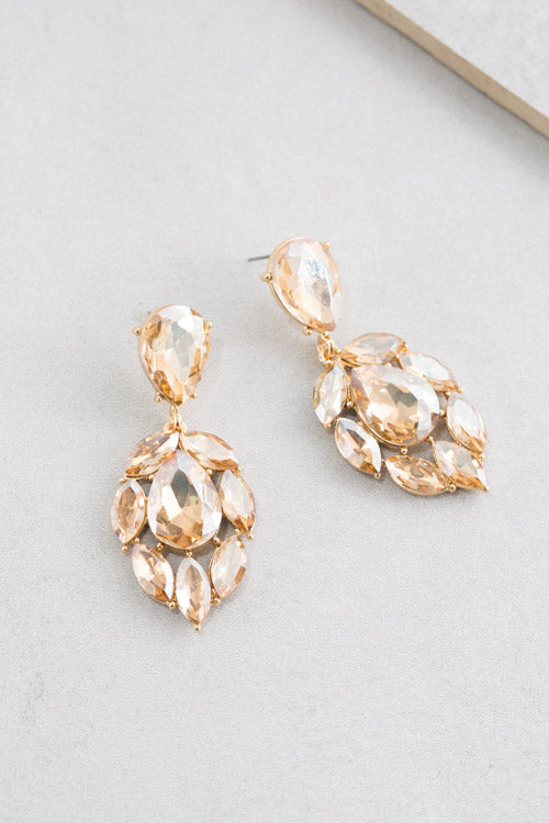 Dew Drop Stone Earrings | Light Amber