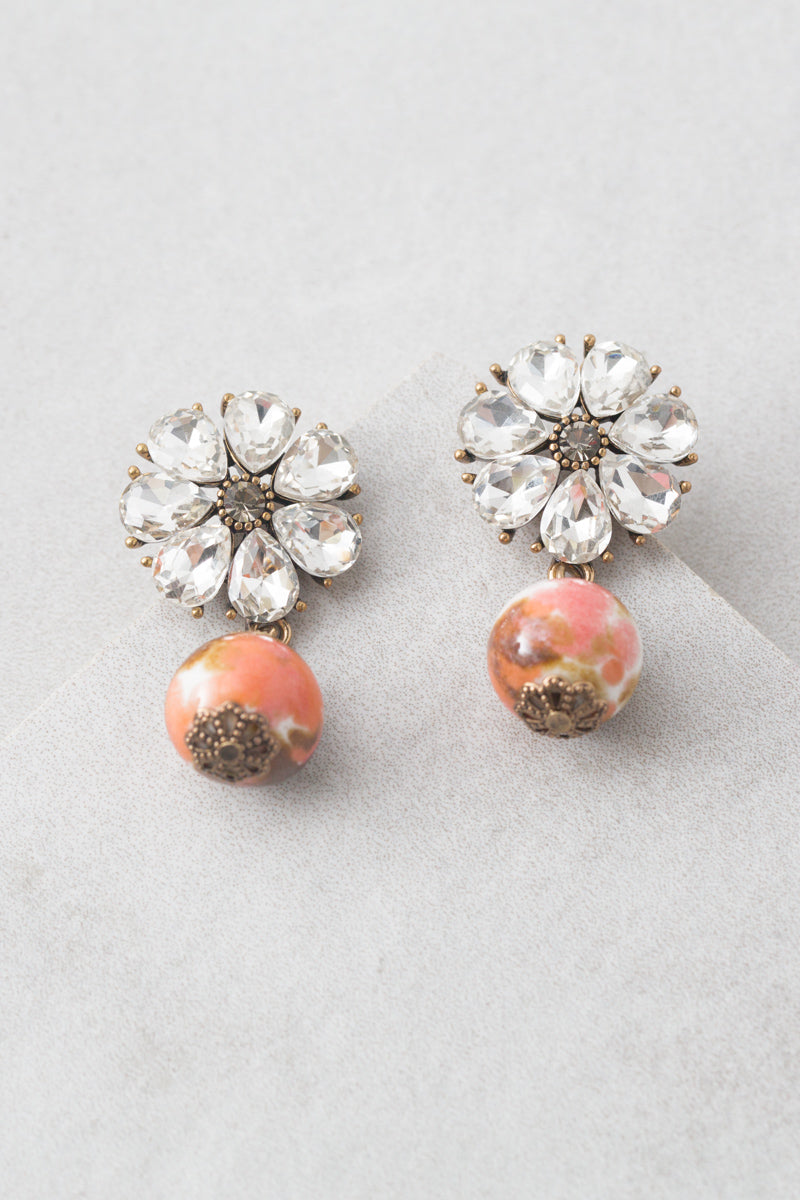 Peach Wood Blossom Drop Earrings