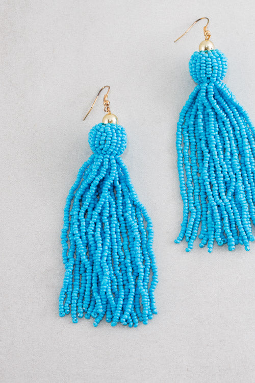 Ibiza Fling Tassel Earrings | Blue