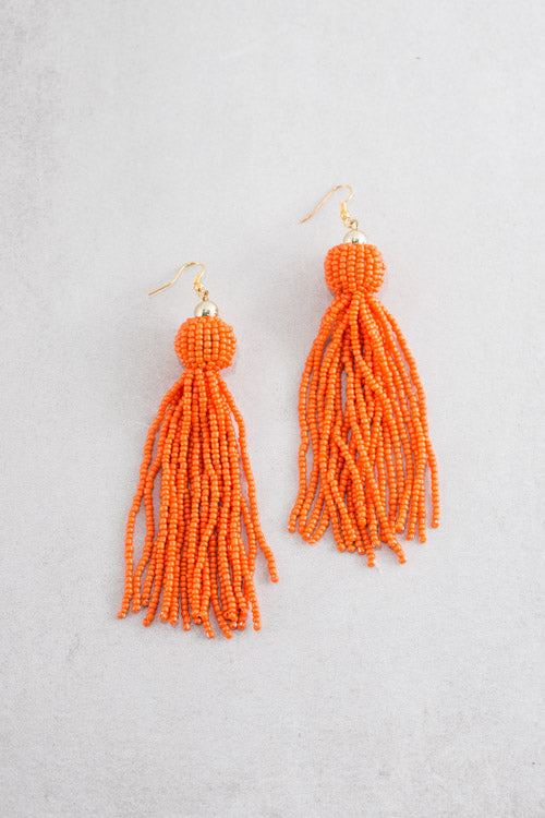 Ibiza Fling Tassel Earrings | Orange