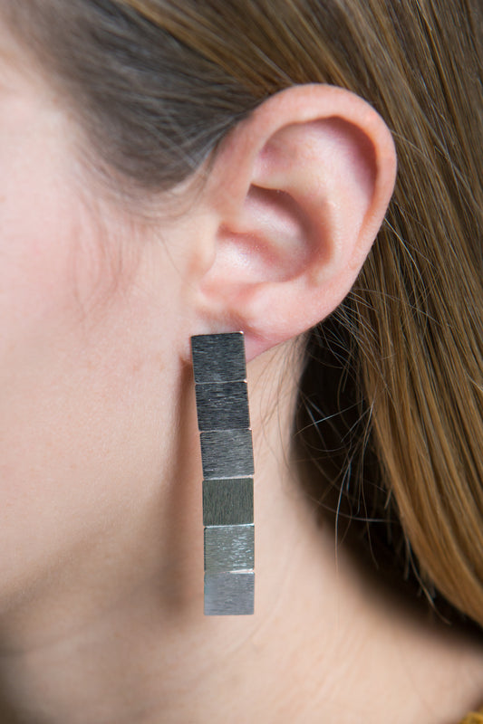Building Block Drop Earrings | Silver