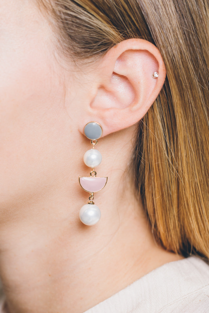 Semi Circle Moments of Pearl Earrings