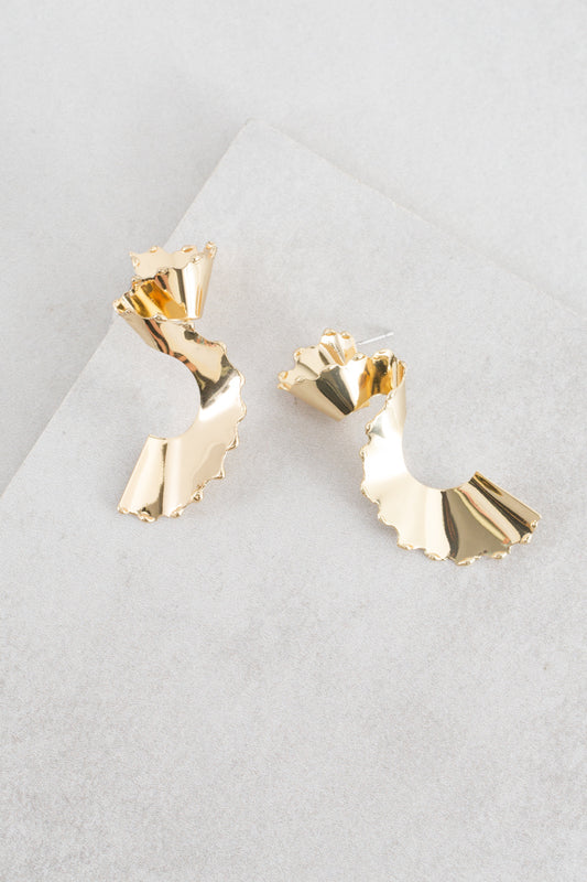 Gilded Pencil Shaving Post Earrings