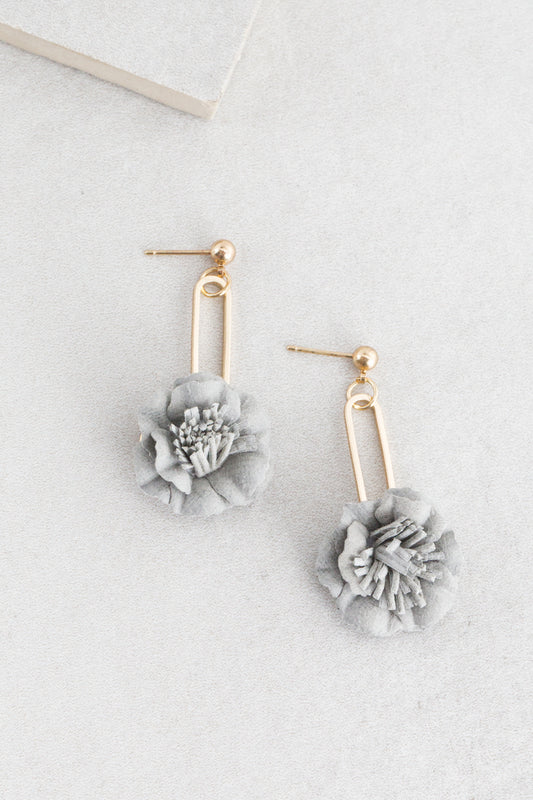 Perfect Peony Dangle Earrings | Gray